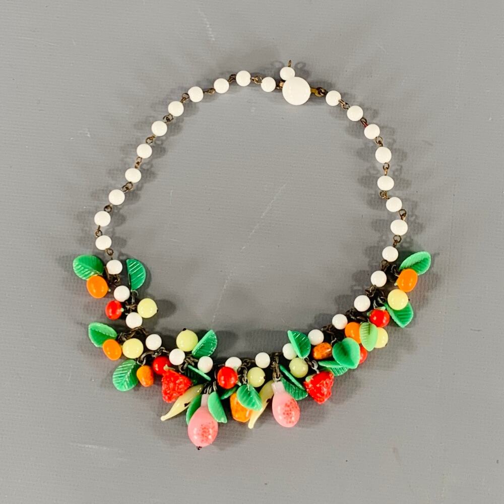 Miriam Haskell 1920s White Multi Color Fruit Bead… - image 1
